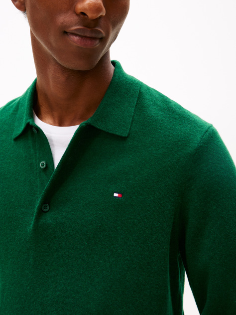 Green Polo Collar Jumper with Cashmere  Men