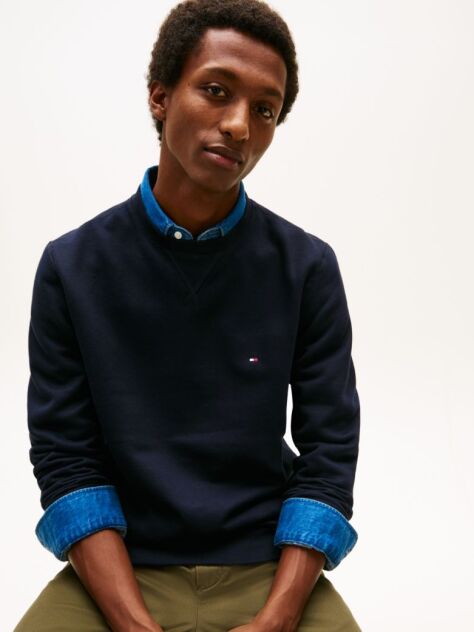 Blue Fleece Crew Neck Sweatshirt  Men