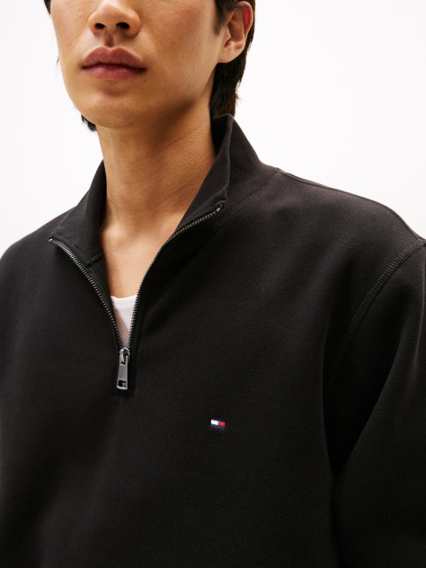 Black Quarter-Zip Fleece Sweatshirt  Men