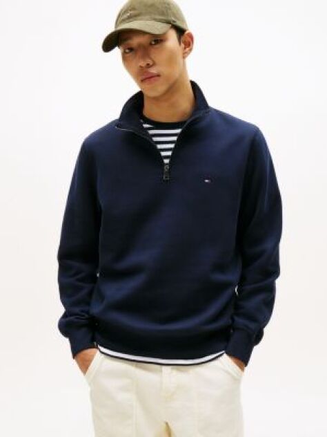 Blue Quarter-Zip Fleece Sweatshirt  Men