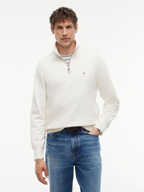Beige Quarter-Zip Fleece Sweatshirt  Men