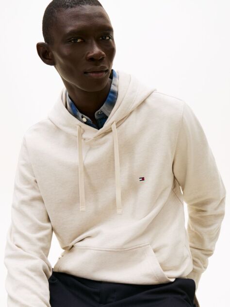 Μπεζ Hoody Από Βαμβακερό Terry Με Κεντητό Σημαιάκι  Άνδρες