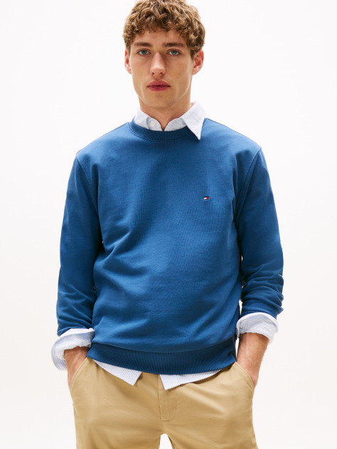 Blue Terry Crew Neck Sweatshirt  Men