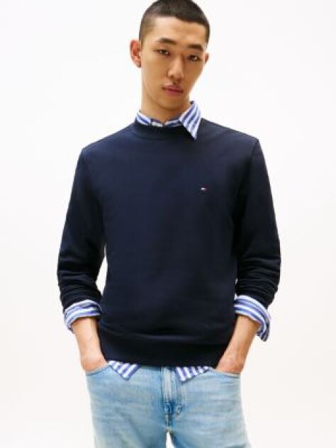 Blue Terry Crew Neck Sweatshirt  Men