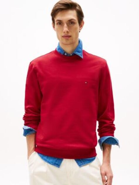 Red Terry Crew Neck Sweatshirt  Men