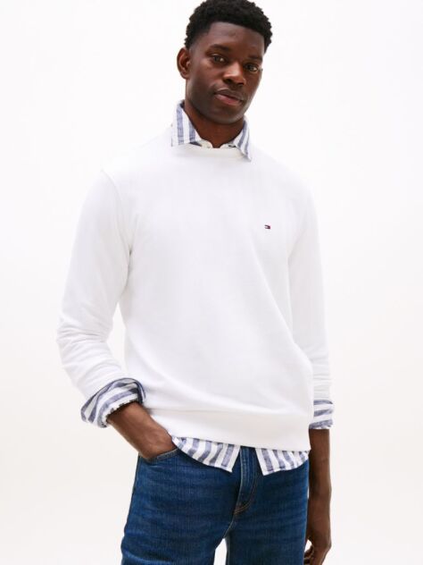 White Terry Crew Neck Sweatshirt  Men