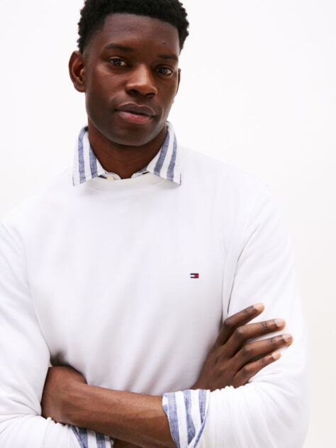 White Terry Crew Neck Sweatshirt  Men