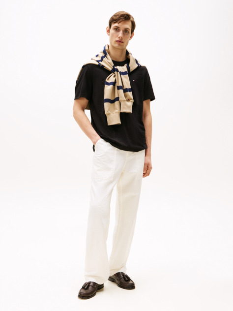 Black Flag Embroidery Crew Neck T-Shirt  Men