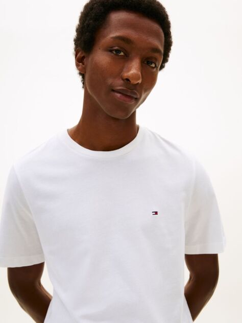 White Flag Embroidery Crew Neck T-Shirt  Men