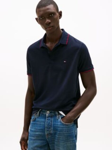 Blue Regular Tipped Jersey Polo Shirt  Men