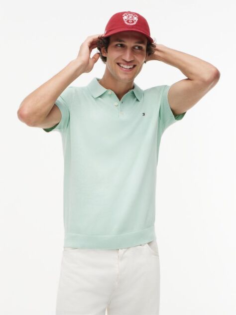 Green Regular Fit Knit Polo Shirt  Men