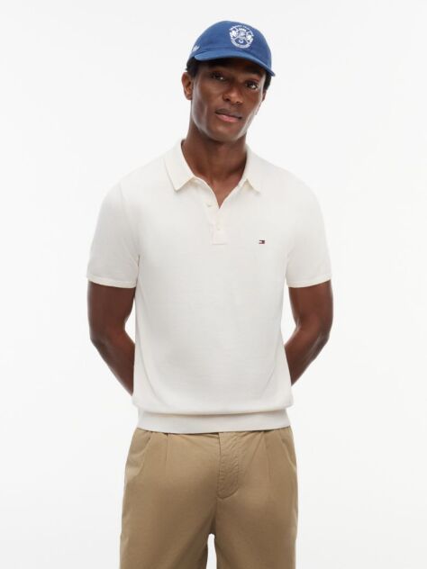 Beige Regular Fit Knit Polo Shirt  Men