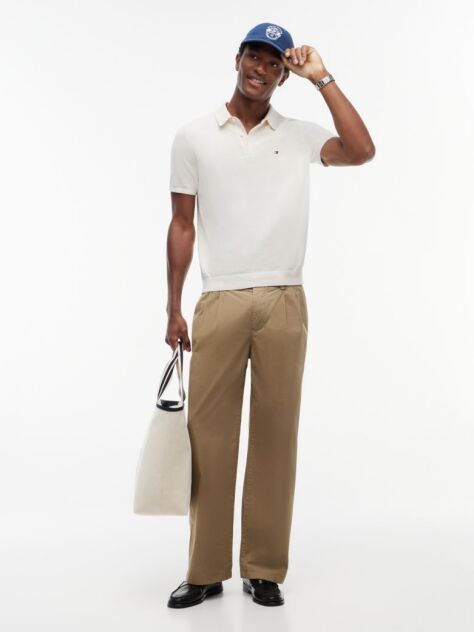 Beige Regular Fit Knit Polo Shirt  Men