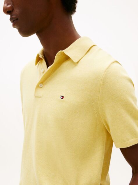 Yellow Regular Fit Knit Polo Shirt  Men