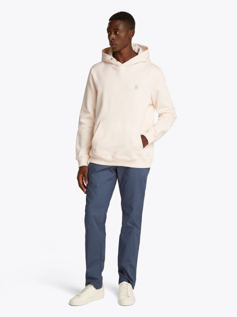 Άσπρο Hoody Με Κεντητό Μονόγραμμα TH Σε Αντίθεση  Άνδρες