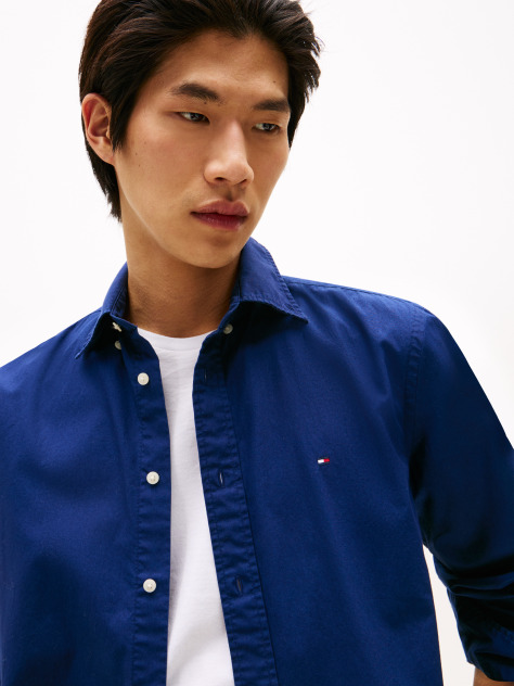 Blue TH Flex Regular Fit Poplin Shirt  Men