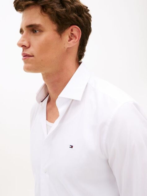 White Flex Slim Fit Poplin Shirt  Men