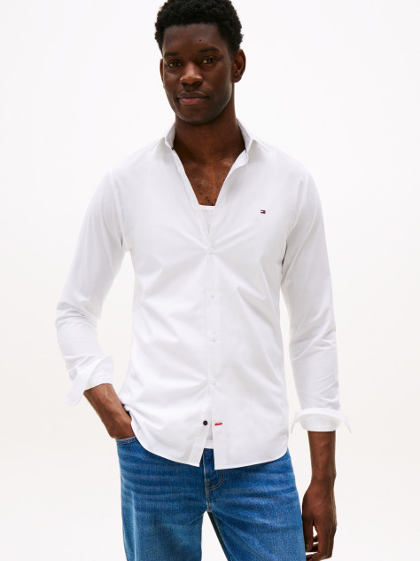 White Flex Slim Fit Poplin Shirt  Men