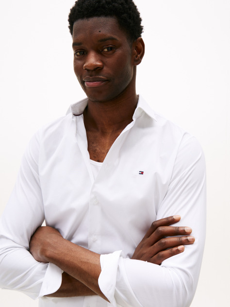 White Flex Slim Fit Poplin Shirt  Men