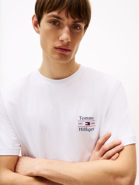 White Logo Crew Neck T-Shirt  Men