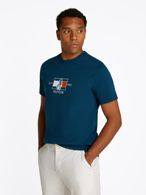 Blue Logo Graphic Crew-Neck T-Shirt  Men