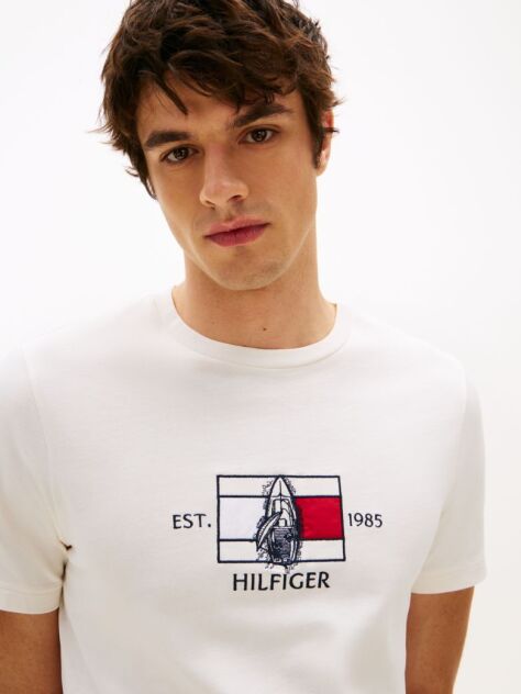 White Logo Graphic Crew-Neck T-Shirt  Men