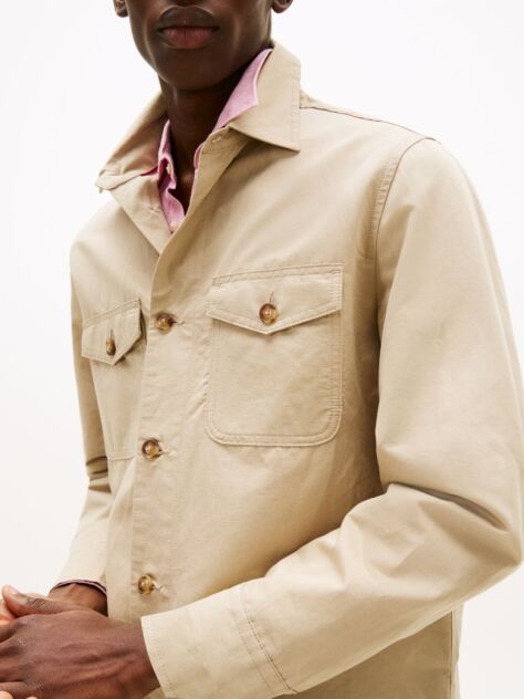 Beige Smart Casual Performance Shirt Jacket  Men