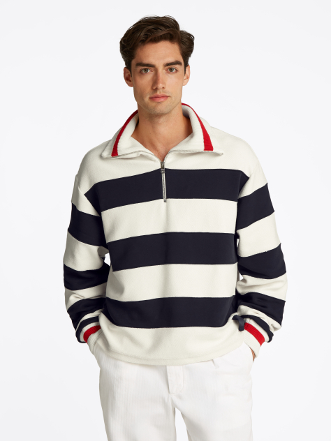 Multi Boxy Breton Stripe Half-Zip Hoody  Men