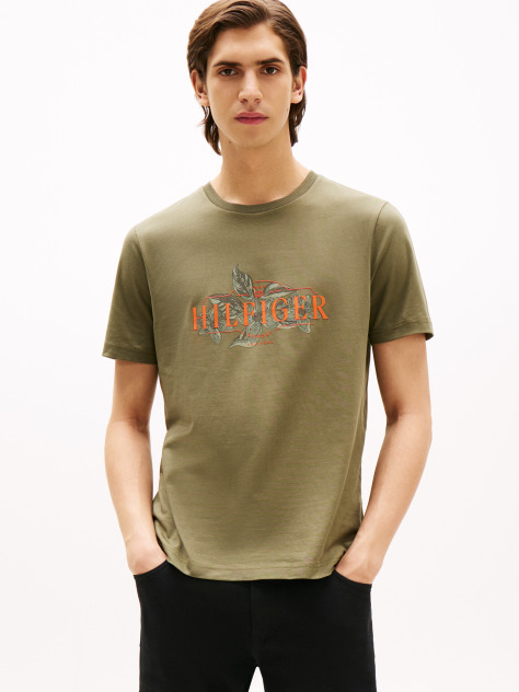 Πράσινο T-Shirt Με Τροπικό Σχέδιο  Άνδρες