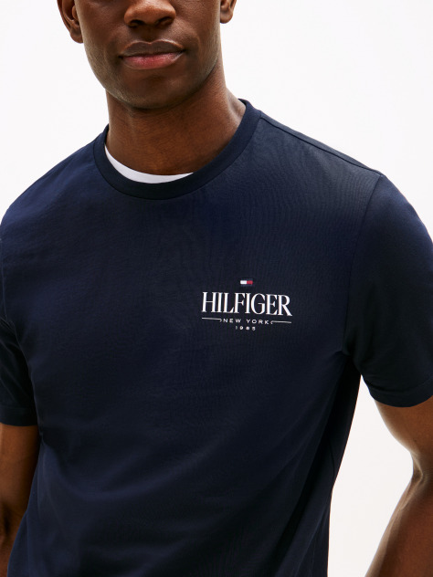 Μπλε T-Shirt Με Κλασική Λαιμόκοψη Και Λογότυπο  Άνδρες