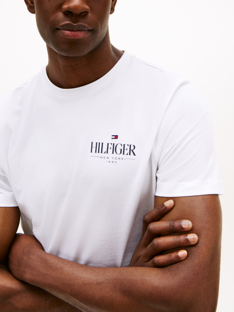 White Logo Crew Neck T-Shirt  Men