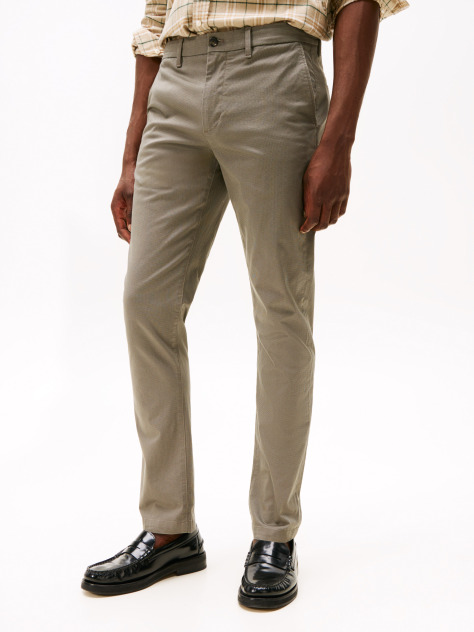 Grey Bleecker Micro Print Slim Fit Chinos  Men