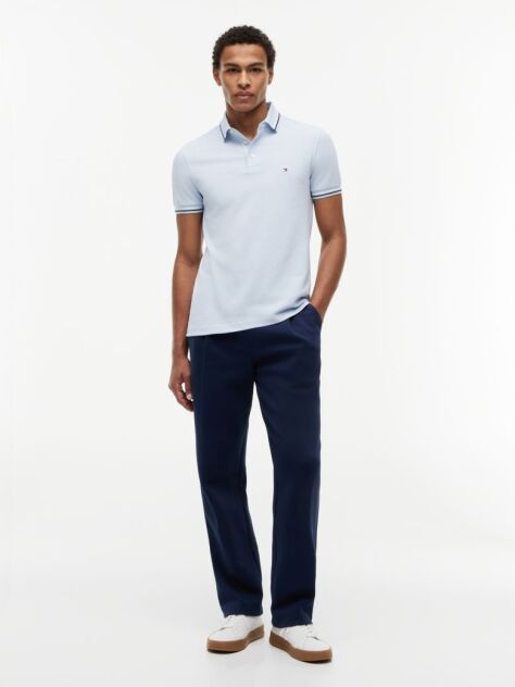 Blue Slim Fit Tipped Pique Polo Shirt  Men