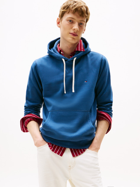 Blue Flag Embroidery Fleece Hoody  Men