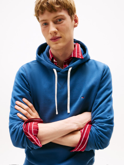 Blue Flag Embroidery Fleece Hoody  Men