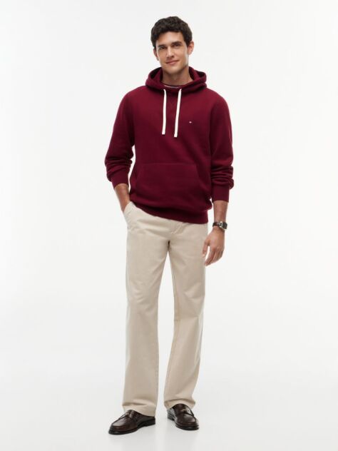 Κόκκινο Fleece Hoody Με Κεντητή Σημαία  Άνδρες