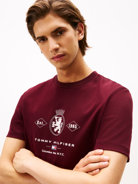 Red Varsity Graphic Interlock Knit T-Shirt  Men