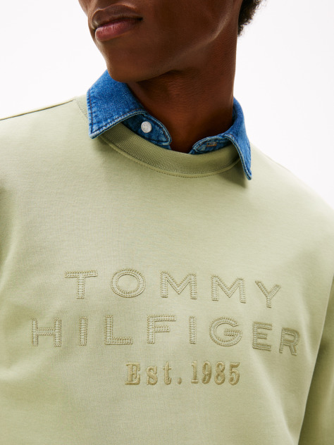 Green Nylon Applique Intechno Crew Sweatshirt  Men