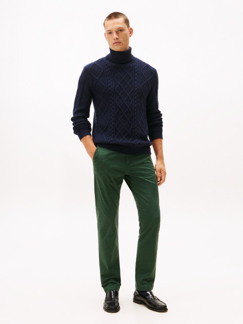 Green Denton Straight Twill Chinos  Men