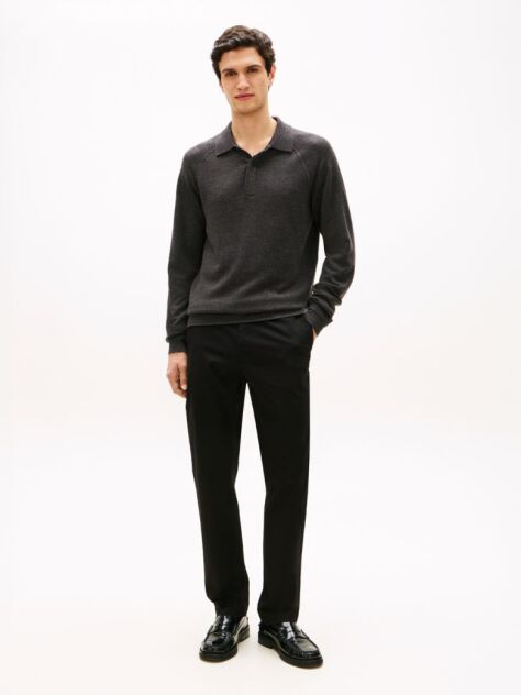 Black Mercer Twill Flag Embroidery Regular Chinos  Men