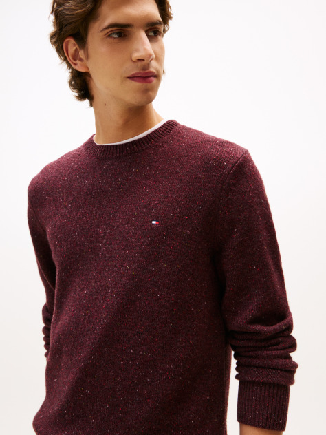 Red Wool Blend Donegal Knit Jumper  Men