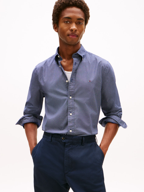 Multi Flex Poplin Regular Micro Print Shirt  Men