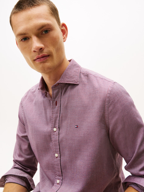 Red Dobby Structure Regular Shirt  Men