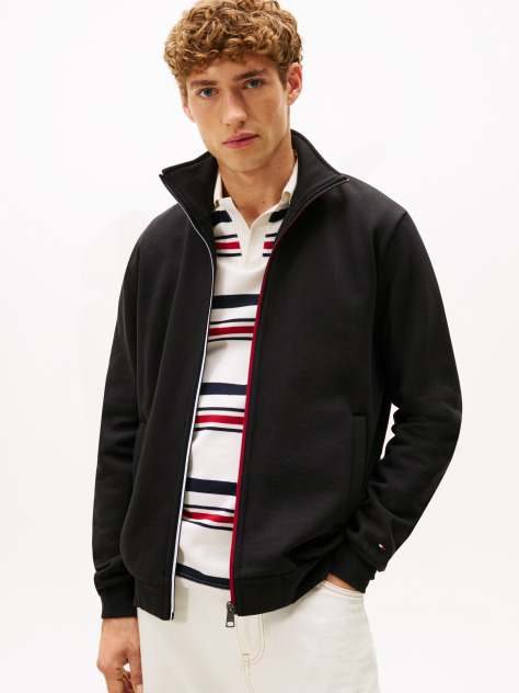 Black Signature Tape Zip-Thru Jumper  Men