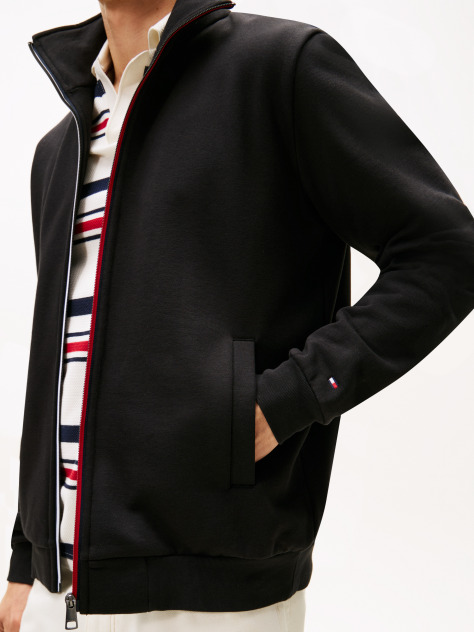 Black Signature Tape Zip-Thru Jumper  Men