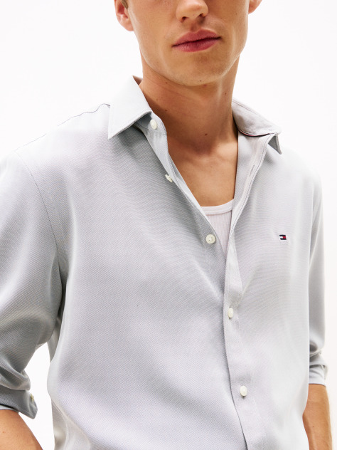 Blue Performance Slim Fit Pique Oxford Shirt  Men