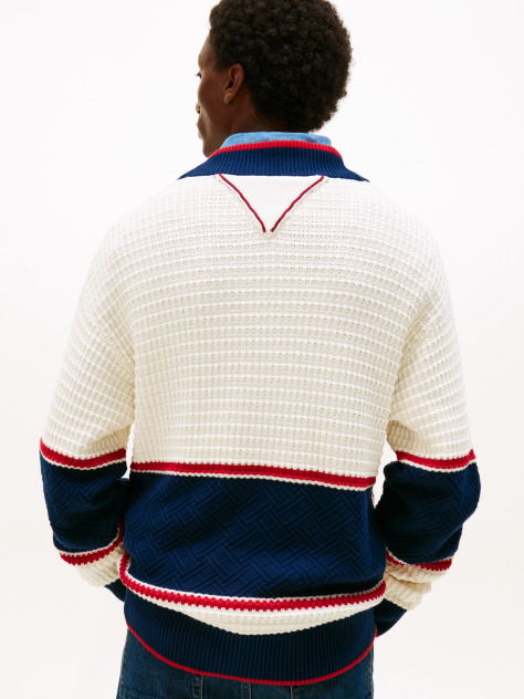 Multi Colour-Blocked Relaxed Letterman Cardigan  Men