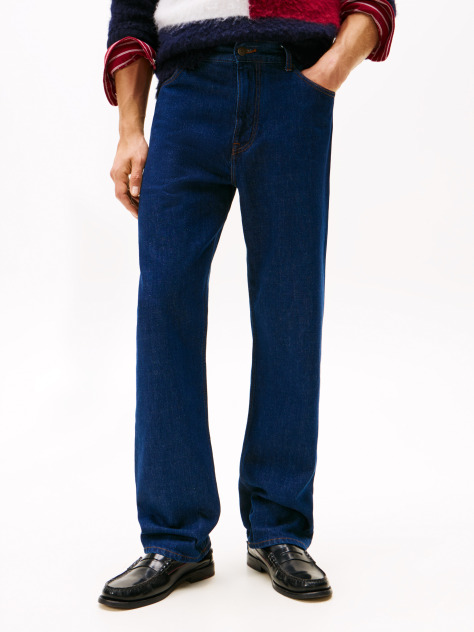 Blue Relaxed Straight Leg Jeans  Men