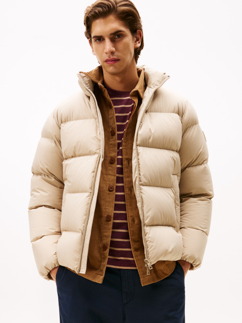 Beige Water Repellent Down Puffer Jacket  Men