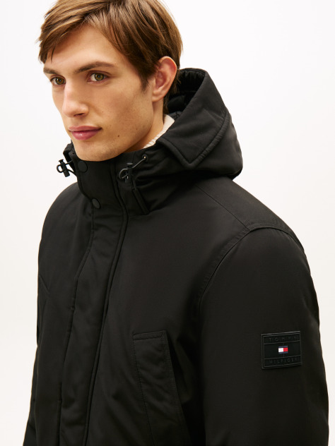Black Water Repellent Down Hooded Rockie Parka  Men